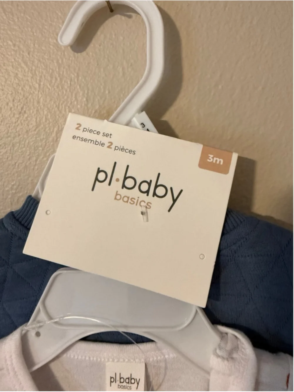 pl-baby 3m alphabet print footie pajamas and blue long sleeve onesie